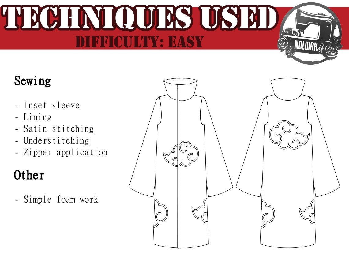 Cloud Ninja Jacket Cloak Cosplay Sewing Pattern/Downloadable PDF File - Image 6