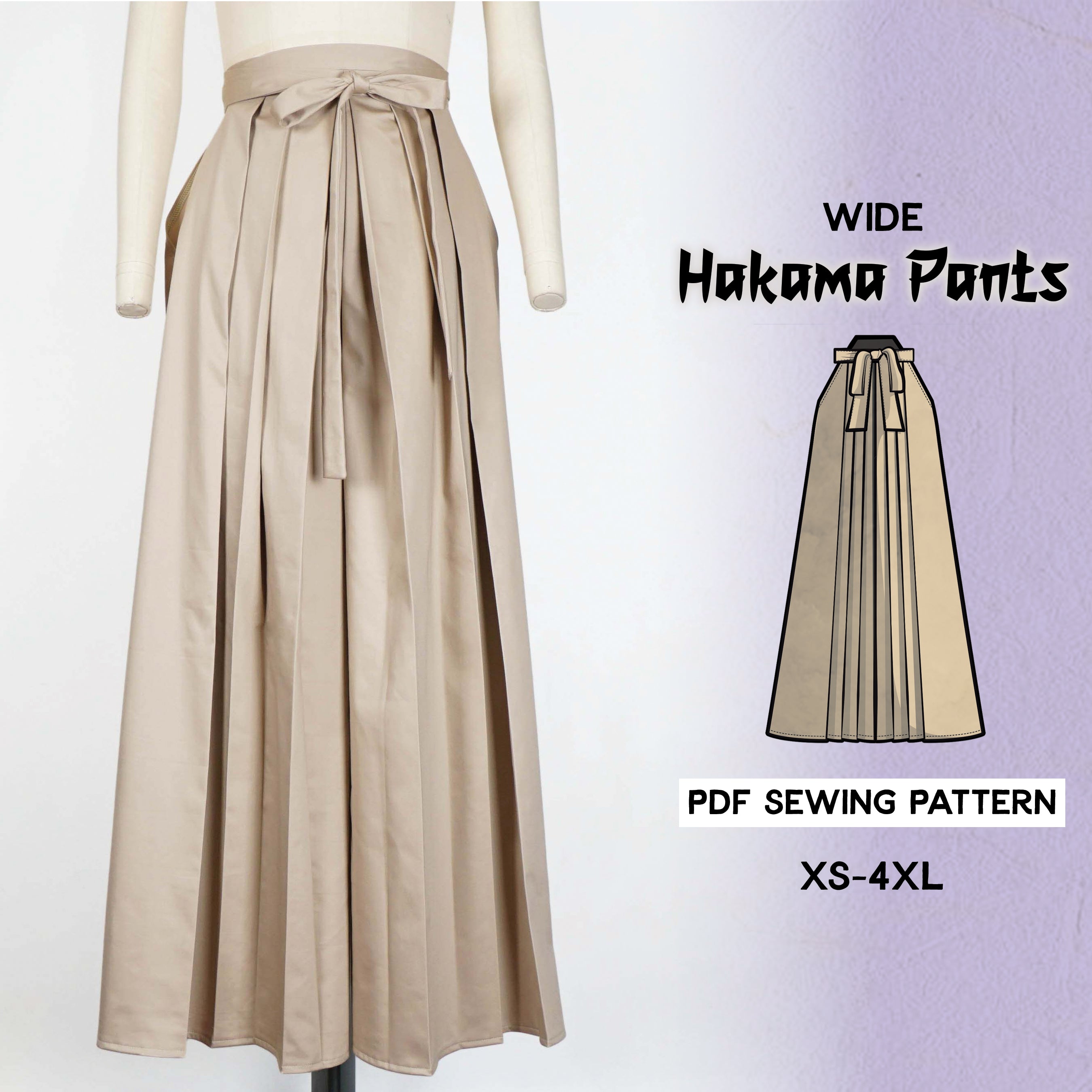 Wide Hakama Pants Sewing Pattern/Downloadable PDF and Tutorial Book